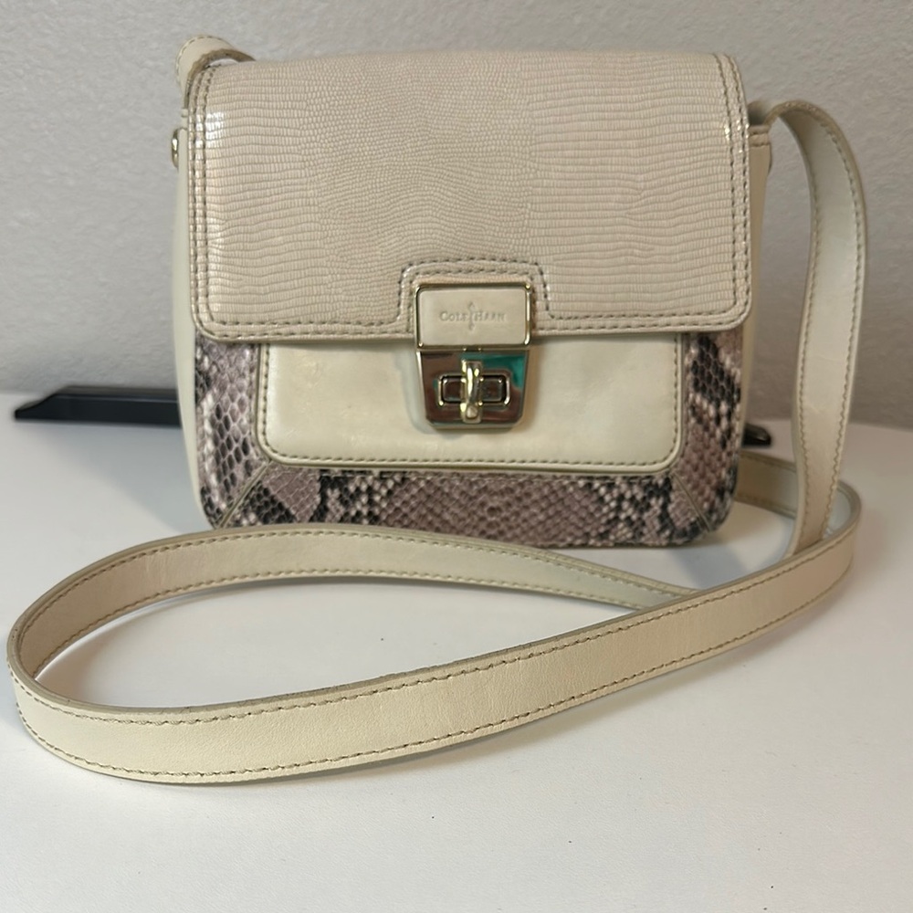 Cole Haan Cream and Tan Women's Leather Cross-body Bag